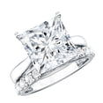 thumbnail image 1 of Rosec Jewels IGI Certified Lab Grown Diamond Bridal Ring Set - 4 Carat Princess Cut Engagement Ring with Wedding Band - E-VS1 Grade, 18K White Gold, US 12.50, 1 of 9