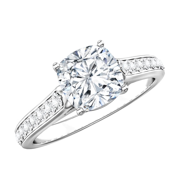 Rosec Jewels IGI Certified Lab Grown Diamond Cushion Cut Engagement Ring 2 Carat - Diamond Solitaire Ring (E-VS1 Quality), 925 Sterling Silver, US 4.00