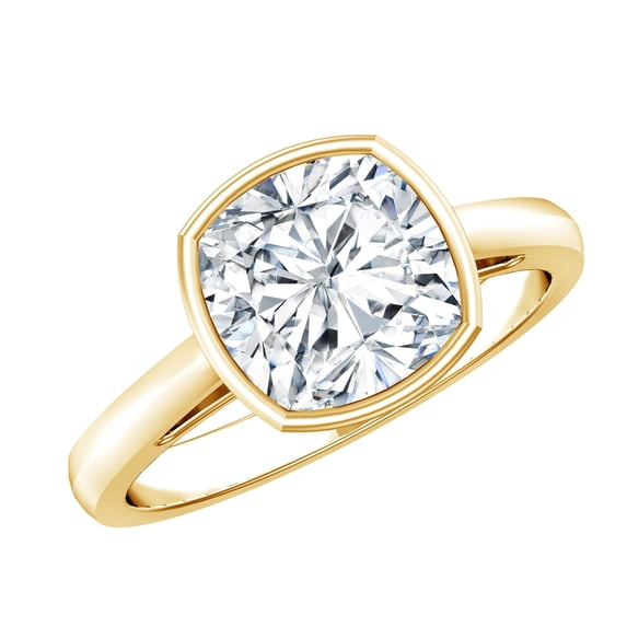 Rosec Jewels IGI Certified Lab Grown Diamond Cushion Cut Engagement Ring 3 Carat (E-VS1 Quality) - Diamond Solitaire Ring, 18K Yellow Gold, US 8.50