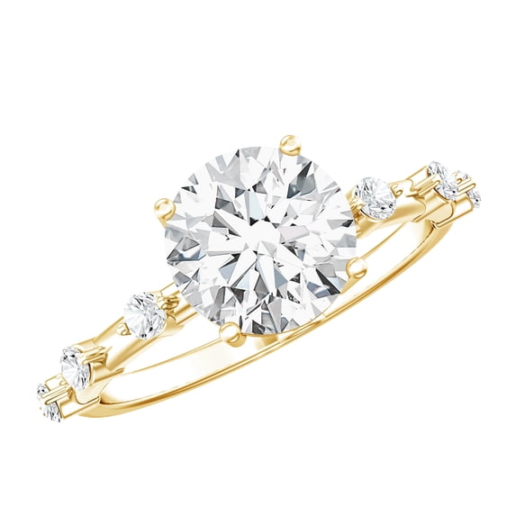 Rosec Jewels IGI Certified Lab Grown Diamond Engagement Ring 4 Carat (E-VS1 Quality) - Diamond Solitaire Ring for Women, 10K Yellow Gold, US 5.00
