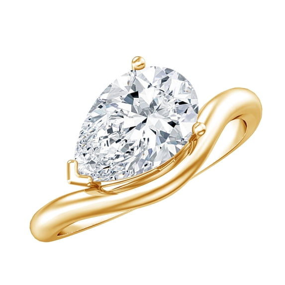Rosec Jewels IGI Certified Lab Grown Diamond East West Engagement Ring 2 Ct - E-VS1 Grade, 14K Yellow Gold, US 12.50