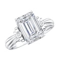 thumbnail image 1 of Rosec Jewels IGI Certified Lab Grown Diamond Emerald Cut Engagement Ring with Bow - 3 Carat - E-VS1 Quality Diamond Solitaire Ring, 925 Sterling Silver, US 4.00, 1 of 6