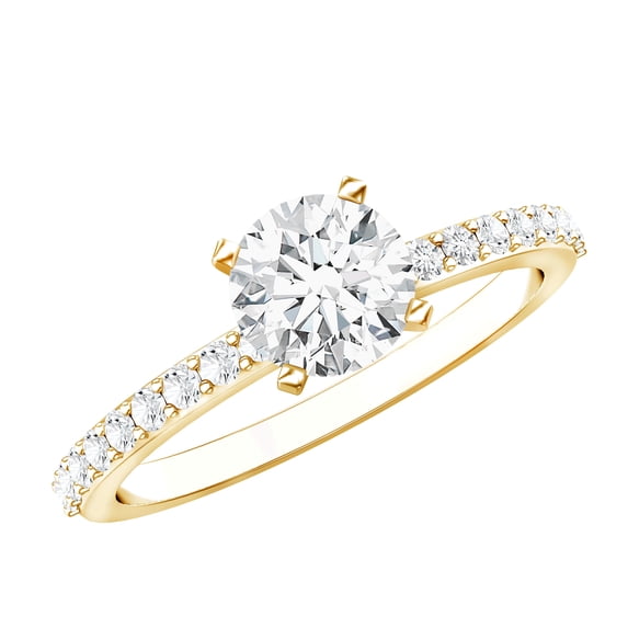Rosec Jewels IGI Certified Lab Grown Diamond Engagement Ring - 0.98 Carat - E-VS1 Quality - Classic Diamond Solitaire Ring for Women, 14K Yellow Gold, US 9.50
