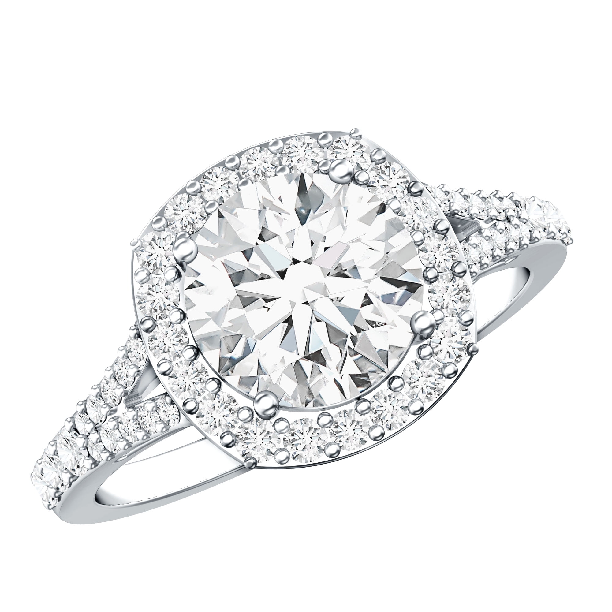 Rosec Jewels IGI Certified Lab Grown Diamond Engagement Ring 3 Carat - E-VS1 Quality Diamond Halo Ring for Women, 925 Sterling Silver, US 4.00