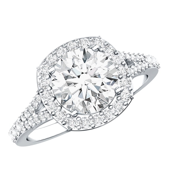 Rosec Jewels IGI Certified Lab Grown Diamond Engagement Ring 3 Carat - E-VS1 Quality Diamond Halo Ring for Women, 925 Sterling Silver, US 7.50