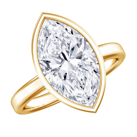 Rosec Jewels IGI Certified Lab Grown Diamond Engagement Ring 4 Carat - Bezel Set Marquise Diamond Ring - E-VS1 Quality, 18K Yellow Gold, US 3.50