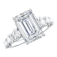 thumbnail image 1 of Rosec Jewels IGI Certified Lab Grown Diamond Engagement Ring (E-VS1 Grade) - 4 Carat Emerald Cut Diamond Ring with Side Stones, 10K White Gold, US 5.00, 1 of 8
