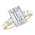 thumbnail image 1 of Rosec Jewels IGI Certified Lab Grown Diamond Engagement Ring (E-VS1 Grade) - 4 Carat Emerald Cut Diamond Ring with Side Stones, 18K Yellow Gold, US 6.00, 1 of 8