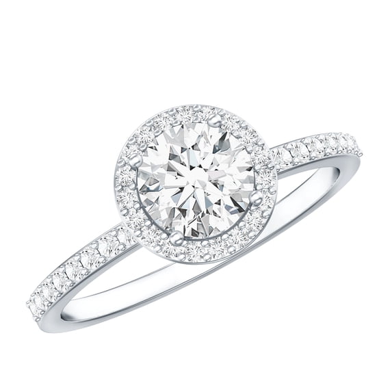 Rosec Jewels IGI Certified Lab Grown Diamond Engagement Ring with Halo - 1 Carat - E-VS1 Quality - Jewelry for Special Person, 925 Sterling Silver, US 4.00