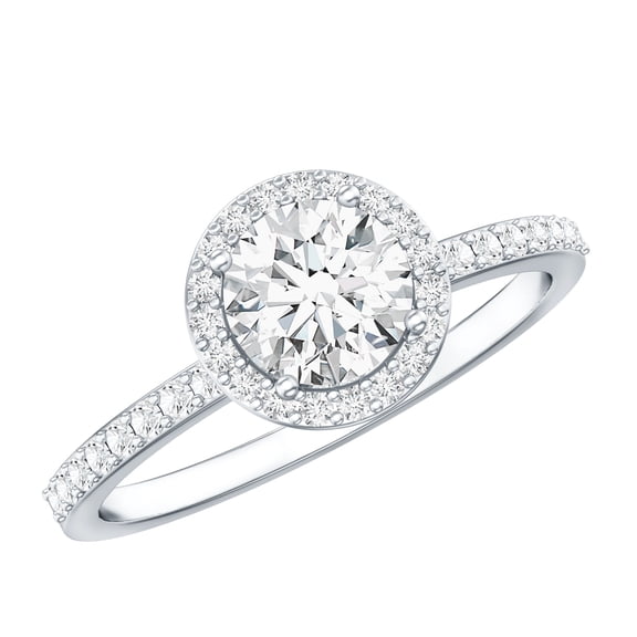 Rosec Jewels IGI Certified Lab Grown Diamond Engagement Ring with Halo - 0.9 Carat - E-VS1 Quality - Jewelry for Special Person, 925 Sterling Silver, US 4.00