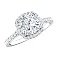 thumbnail image 1 of Rosec Jewels IGI Certified Lab Grown Diamond Engagement Ring with Halo (E-VS1 Grade) - 2 Carat Cushion Cut Diamond Ring for Women, 10K White Gold, US 9.50, 1 of 8