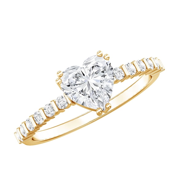 Rosec Jewels IGI Certified Lab Grown Diamond Heart Engagement Ring 1 Carat - E-VS1 Quality Diamond Solitaire Ring for Women, 10K Yellow Gold, US 3.50
