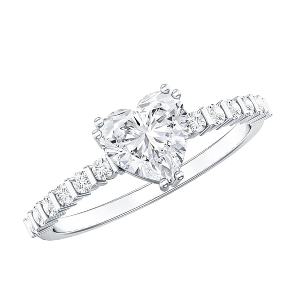 Rosec Jewels IGI Certified Lab Grown Diamond Heart Engagement Ring 1 Carat - E-VS1 Quality Diamond Solitaire Ring for Women, 14K White Gold, US 6.50