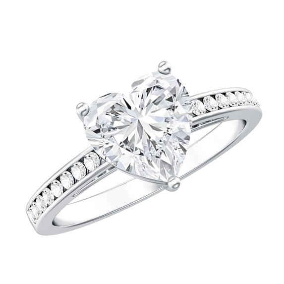 Rosec Jewels IGI Certified Lab Grown Diamond Heart Engagement Ring 2 Carat - E-VS1 Quality - Diamond Solitaire Ring for Women, 10K White Gold, US 4.50