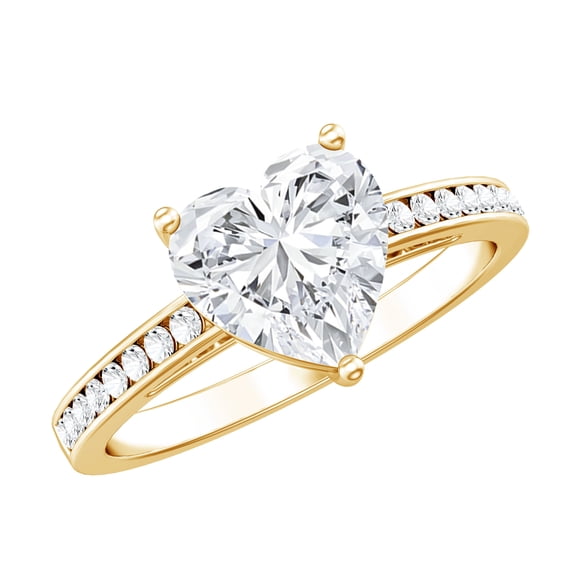 Rosec Jewels IGI Certified Lab Grown Diamond Heart Engagement Ring 2 Carat - E-VS1 Quality - Diamond Solitaire Ring for Women, 14K Yellow Gold, US 10.00