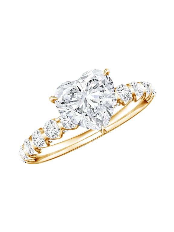 IGI Certified 1 Carat Lab Grown Diamond Heart Engagement Ring - E-VS1 Quality - Diamond Solitaire Ring for Women, 18K Yellow Gold, US 4.00