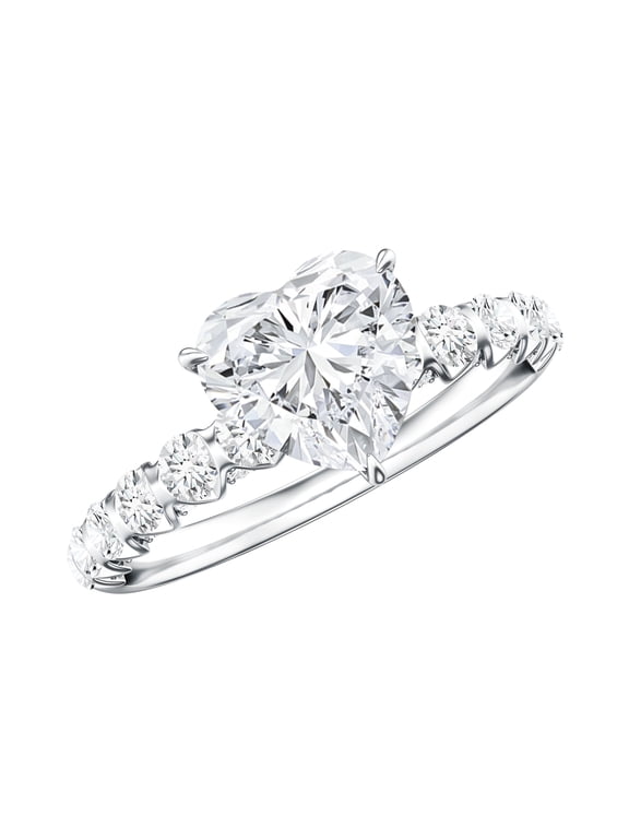 IGI Certified 1 Carat Lab Grown Diamond Heart Engagement Ring - E-VS1 Quality - Diamond Solitaire Ring for Women, 925 Sterling Silver, US 4.00