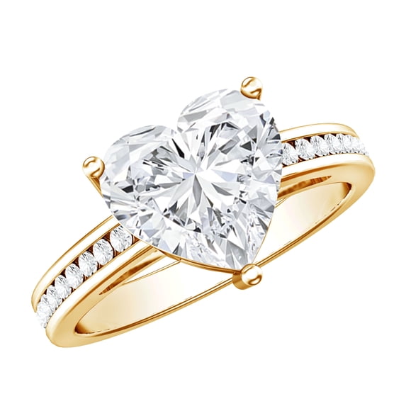 Rosec Jewels IGI Certified Lab Grown Diamond Heart Shaped Engagement Ring 3 Carat - E-VS1 Quality - Big Diamond Ring for Women, 18K Yellow Gold, US 7.00