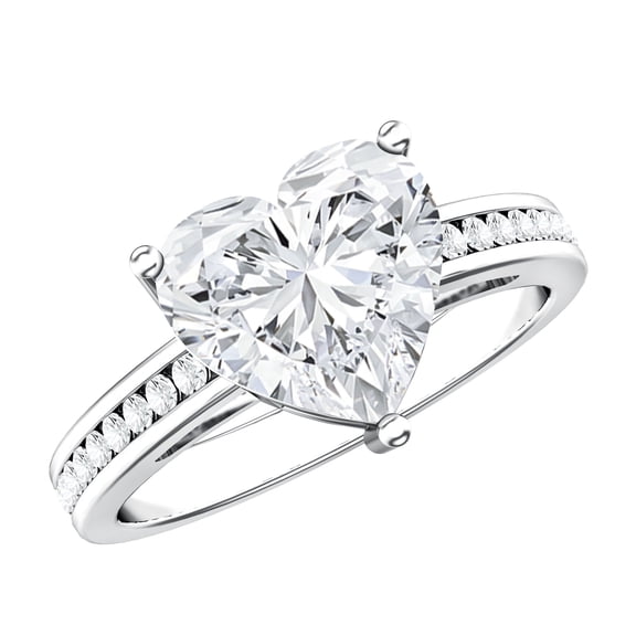 Rosec Jewels IGI Certified Lab Grown Diamond Heart Shaped Engagement Ring 3 Carat - E-VS1 Quality - Big Diamond Ring for Women, 925 Sterling Silver, US 4.00
