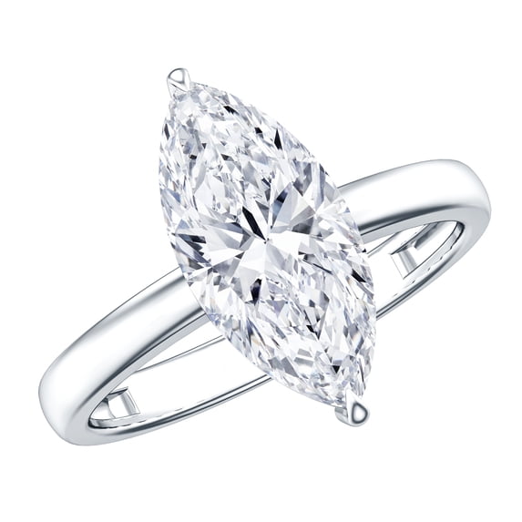 Rosec Jewels IGI Certified Lab Grown Diamond Marquise Engagement Ring 3 Carat - E-VS1 Quality - Diamond Solitaire Ring, 18K White Gold, US 7.00