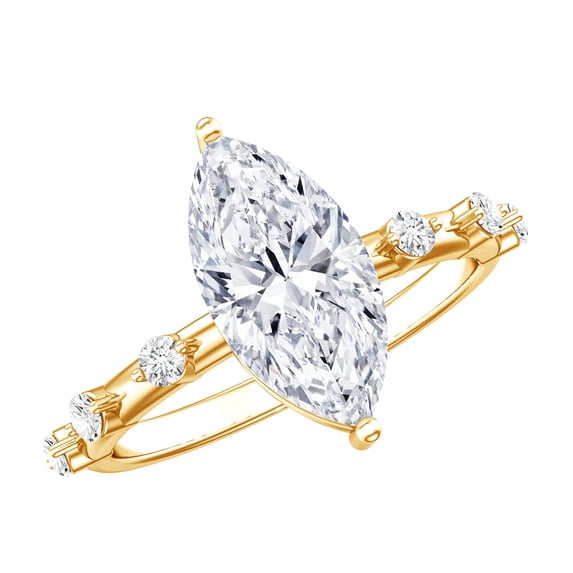 Rosec Jewels IGI Certified Lab Grown Diamond Marquise Engagement Ring - E-VS1 Quality - 2 Carat Diamond Ring for Women, 18K Yellow Gold, US 12.00