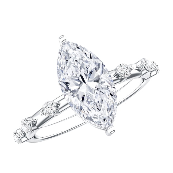 Rosec Jewels IGI Certified Lab Grown Diamond Marquise Engagement Ring - E-VS1 Quality - 2 Carat Diamond Ring for Women, 925 Sterling Silver, US 4.00