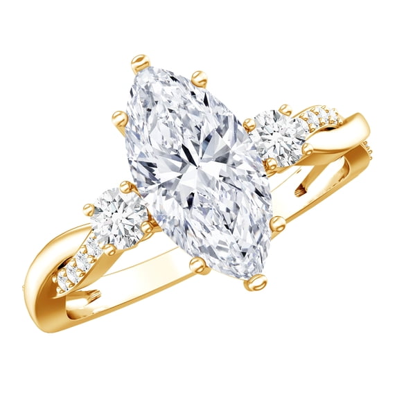 Rosec Jewels IGI Certified Lab Grown Diamond Marquise Engagement Ring for Women - 2 Ct - E-VS1 Quality - with Jewelry Box, 18K Yellow Gold, US 11.50