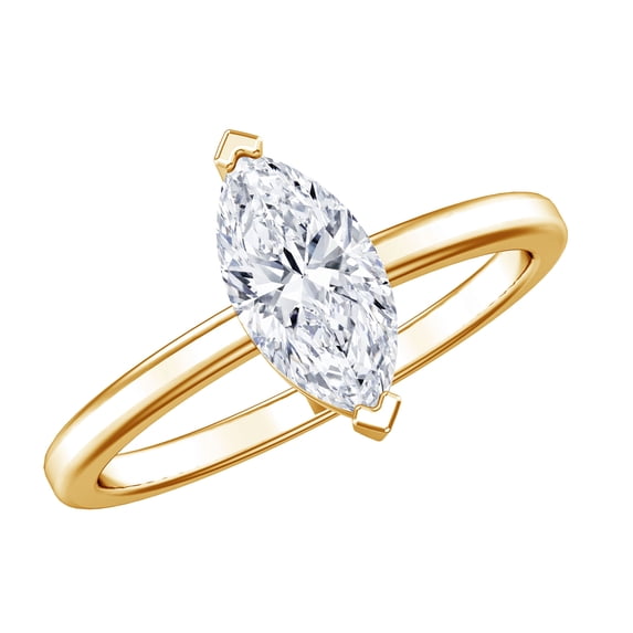 Rosec Jewels IGI Certified Lab Grown Diamond Marquise Engagement Ring for Women - 1 Carat Diamond Ring (E-VS1 Quality), 14K Yellow Gold, US 4.50