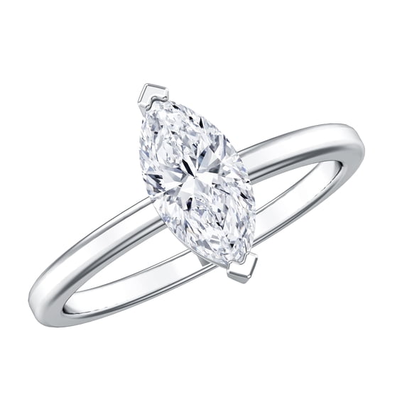 Rosec Jewels IGI Certified Lab Grown Diamond Marquise Engagement Ring for Women - 1 Carat Diamond Ring (E-VS1 Quality), 18K White Gold, US 4.00