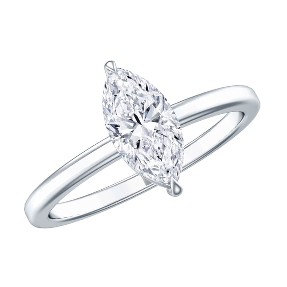 Rosec Jewels IGI Certified Lab Grown Diamond Marquise Engagement Ring for Women - 1 Carat - E-VS1 Grade - with Jewelry Box, 18K White Gold, US 13.00