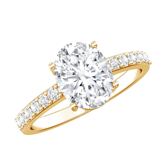 Rosec Jewels IGI Certified Lab Grown Diamond Oval Engagement Ring 2 Carat - E-VS1 Quality - with Jewelry Box, 18K Yellow Gold, US 7.00