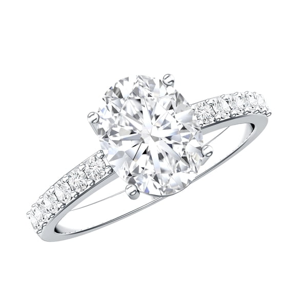 Rosec Jewels IGI Certified Lab Grown Diamond Oval Engagement Ring 2 Carat - E-VS1 Quality - with Jewelry Box, 925 Sterling Silver, US 4.00