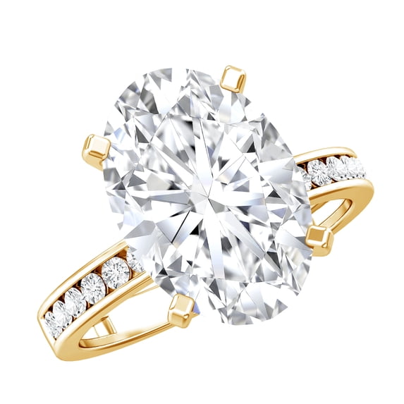 Rosec Jewels IGI Certified Lab Grown Diamond Oval Engagement Ring 4 Carat (E-VS1 Quality) - Big Diamond Ring - with Jewelry Box, 14K Yellow Gold, US 5.00