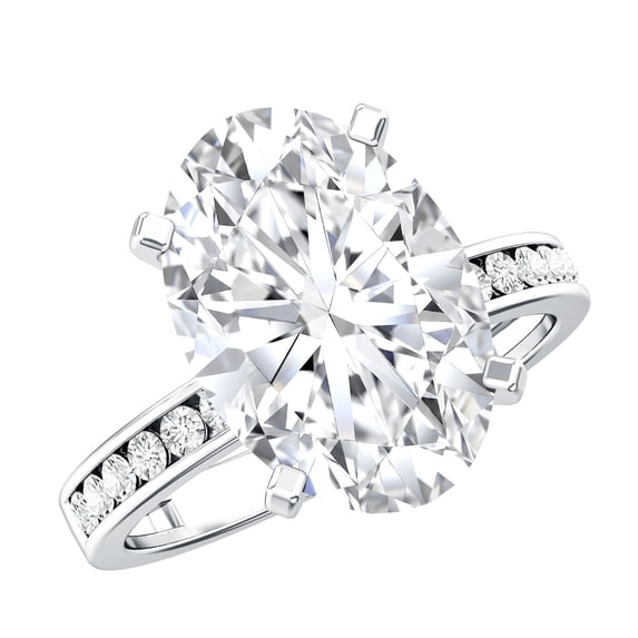 Rosec Jewels IGI Certified Lab Grown Diamond Oval Engagement Ring 4 Carat (E-VS1 Quality) - Big Diamond Ring - with Jewelry Box, 925 Sterling Silver, US 4.00