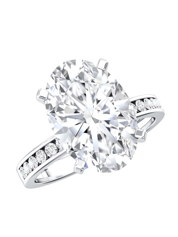 IGI Certified Lab Grown Diamond Oval Engagement Ring 4 Carat (E-VS1 Quality) - Big Diamond Ring - with Jewelry Box, 925 Sterling Silver, US 4.00
