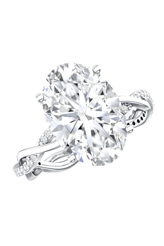 IGI Certified Lab Grown Diamond Oval Engagement Ring 4 Carat - E-VS1 Quality - Big Diamond Ring for Women, 10K White Gold, US 4.00