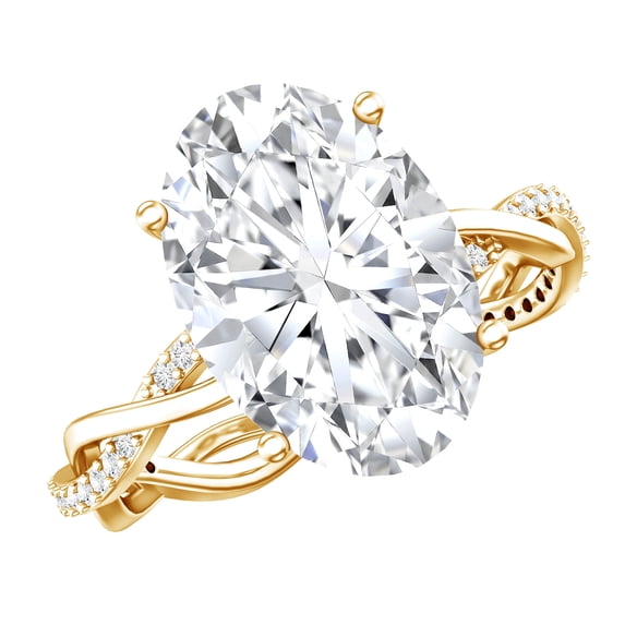 Rosec Jewels IGI Certified Lab Grown Diamond Oval Engagement Ring 4 Carat - E-VS1 Quality - Big Diamond Ring for Women, 14K Yellow Gold, US 7.50