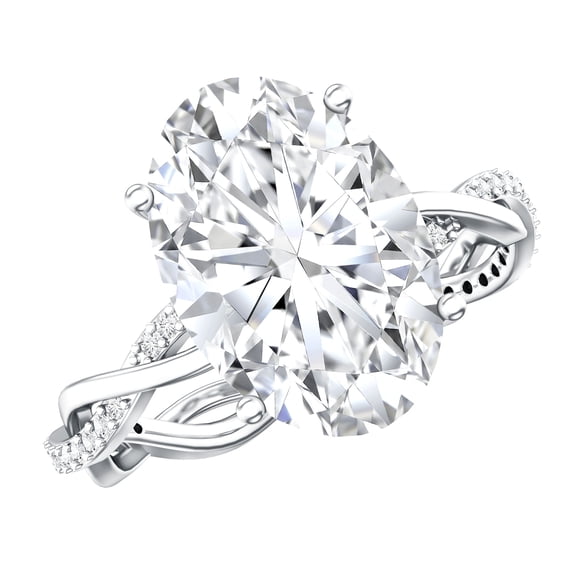 Rosec Jewels IGI Certified Lab Grown Diamond Oval Engagement Ring 4 Carat - E-VS1 Quality - Big Diamond Ring for Women, 925 Sterling Silver, US 4.00