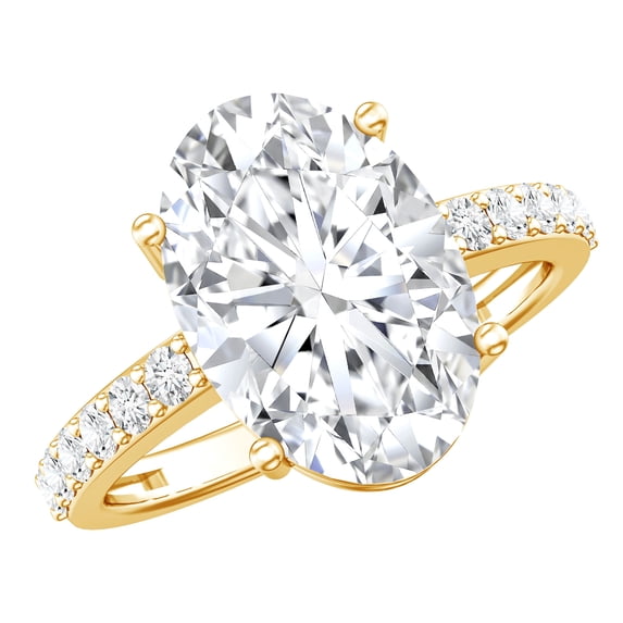 Rosec Jewels IGI Certified Lab Grown Diamond Oval Engagement Ring 4 Carat - Statement Diamond Ring for Women - E-VS1 Quality, 10K Yellow Gold, US 3.00