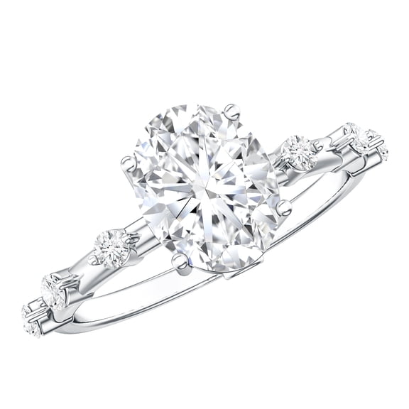 Rosec Jewels IGI Certified Lab Grown Diamond Oval Engagement Ring for Women (2 Carat, E-VS1 Quality) - Jewelry Box Included, 925 Sterling Silver, US 4.00