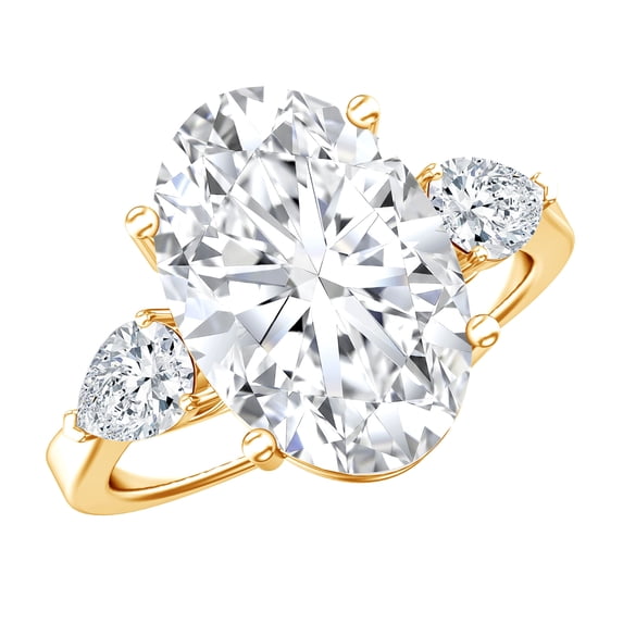 Rosec Jewels IGI Certified Lab Grown Diamond Oval Statement Engagement Ring 4 Carat - Big Diamond Ring for Women - E-VS1 Quality, 10K Yellow Gold, US 12.50