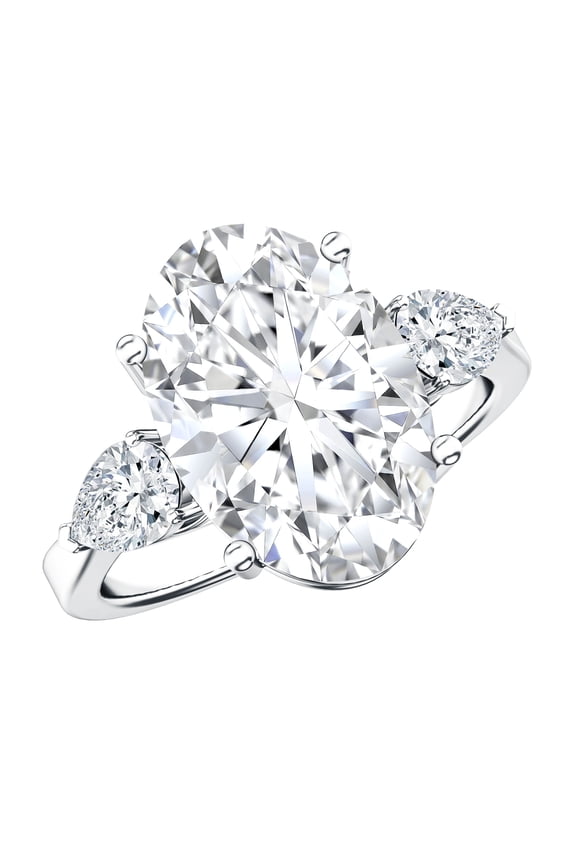 IGI Certified Lab Grown Diamond Oval Statement Engagement Ring 4 Carat - Big Diamond Ring for Women - E-VS1 Quality, 14K White Gold, US 9.00