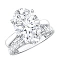thumbnail image 1 of Rosec Jewels IGI Certified Lab Grown Diamond Oval Wedding Ring Set - 4 Carat Big Engagement Ring with Band - E-VS1 Grade, 18K White Gold, US 11.50, 1 of 9