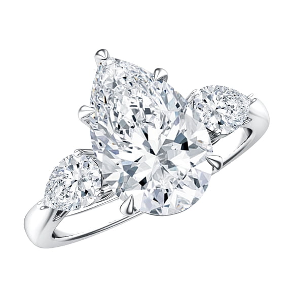 Rosec Jewels IGI Certified Lab Grown Diamond Pear Engagement Ring 3 Carat - E-VS1 Quality, 925 Sterling Silver, US 4.00