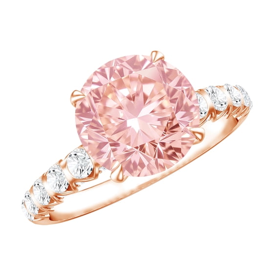 Rosec Jewels IGI Certified Lab Grown Diamond Pink Engagement Ring 3 Carat - VS1 Grade, 18K Rose Gold, US 8.00