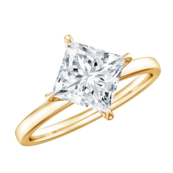 Rosec Jewels IGI Certified Lab Grown Diamond Princess Cut Engagement Ring 2 Carat - Diamond Solitaire Ring - E-VS1 Quality, 10K Yellow Gold, US 4.50