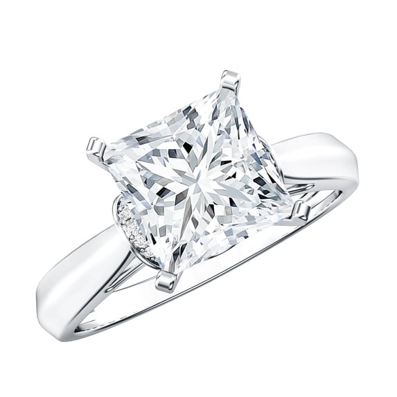 Rosec Jewels IGI Certified Lab Grown Diamond Princess Cut Engagement Ring 3 Carat - E-VS1 Quality Diamond Solitaire Ring for Women, 10K White Gold, US 5.50