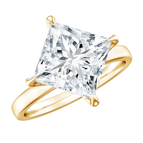 Rosec Jewels IGI Certified Lab Grown Diamond Princess Cut Engagement Ring (4 Carat, E-VS1 Quality) - Diamond Solitaire Ring, 14K Yellow Gold, US 12.50