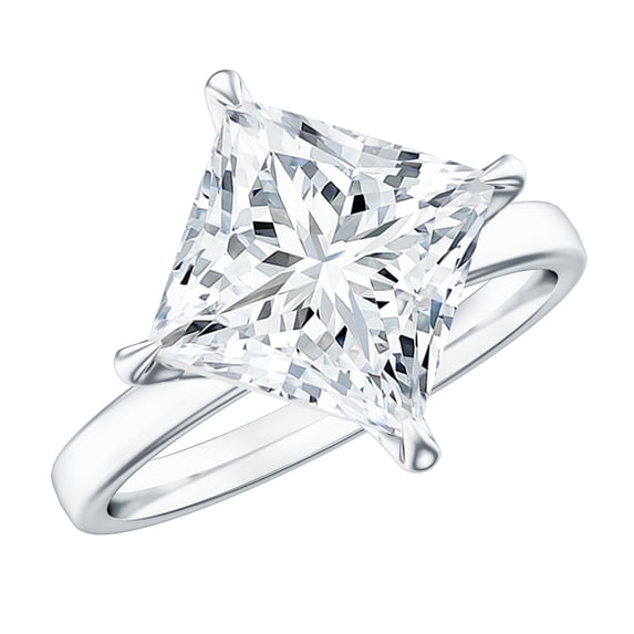 Rosec Jewels IGI Certified Lab Grown Diamond Princess Cut Engagement Ring (4 Carat, E-VS1 Quality) - Diamond Solitaire Ring, 18K White Gold, US 6.50
