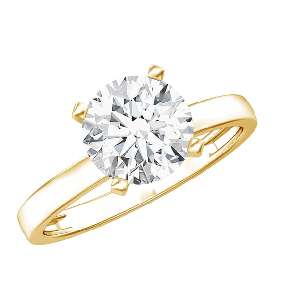 Rosec Jewels IGI Certified Lab Grown Diamond Solitaire Engagement Ring - 3 Carat - E-VS1 Quality - with Jewelry Box, 18K Yellow Gold, US 11.00
